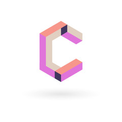 Letter C isometric logo design.
