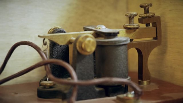 closeup of a morse code telegraph sender receiver 4k