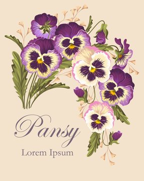 Vintage Card With Pansies