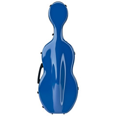 Modern case cello blue with handle, front view. 3D graphic