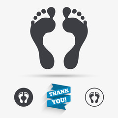 Human footprint sign icon. Barefoot symbol.