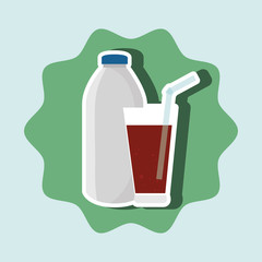 soda bottle and glass isolated icon design, vector illustration  graphic 