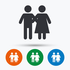 Couple icon. Young family symbol.