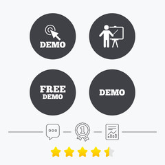 Demo with cursor icon. Presentation billboard