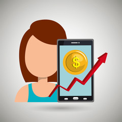 person with economy statistics isolated icon design, vector illustration  graphic 