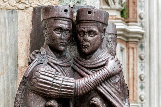 The Tetrarchs is 4th century porphyry sculpture representing Diocletian, Maximian, Valerian and Constance. Collectively they were the tetrarchs, appointed by Diocletian to help rule the Roman Empire.