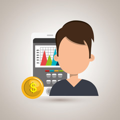 person with economy statistics isolated icon design, vector illustration  graphic 