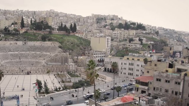 roman amphitheater Amman Jordan time-lapse