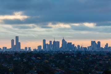 Downtown Melbourne during sunset