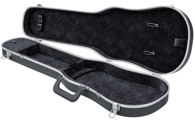 Black open case viola, violin musical instrument accessories. 3D graphic © ARTYuSTUDIO
