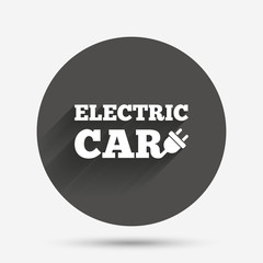 Electric car sign icon. Electric vehicle symbol