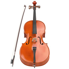 Fototapeta na wymiar Cello brown classic wooden bow retro style. 3D graphic