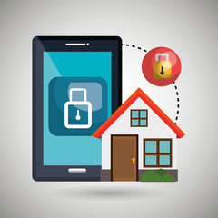 smart home with padlock isolated icon design, vector illustration  graphic 