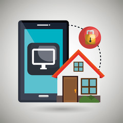 smart home with padlock isolated icon design, vector illustration  graphic 