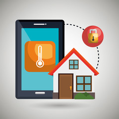 smart home with padlock isolated icon design, vector illustration  graphic 