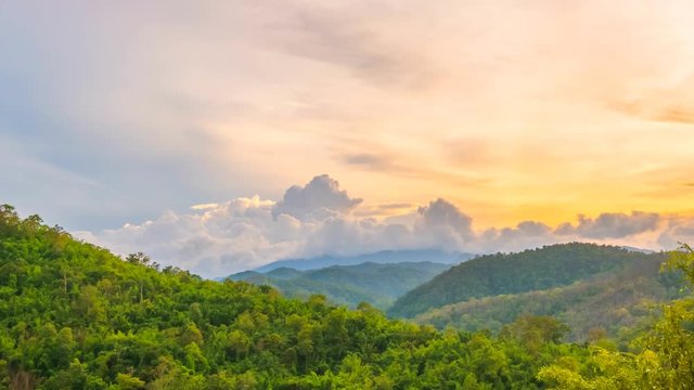 sunset in the mountain, time lape