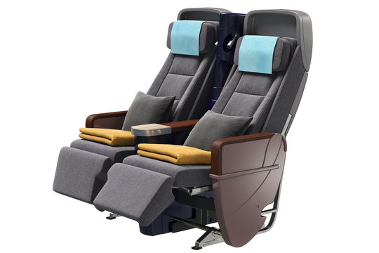 Airplane chairs passenger modern style. 3D graphic