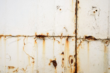 Rusting White Painted Metal Sheet Surface