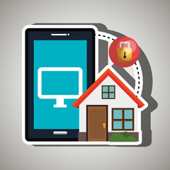 smart home with padlock isolated icon design, vector illustration  graphic 