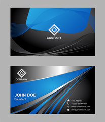 Fototapeta premium Abstract editable blue black business card 