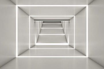 Abstract digital 3d white and light white space black background - 3d render