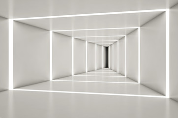 Abstract digital 3d white and light white space black background - 3d render