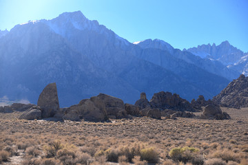   shark fin and mount whitney at alabama hills , california