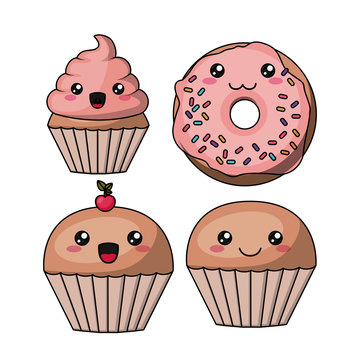 cupcake character isolated icon design