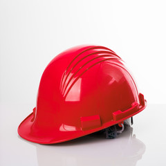 red safety helmet on white background