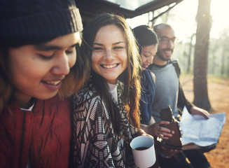 Friendship Camping Coffee Youth Holiday Concept