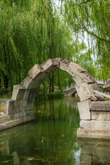Fototapeta na wymiar vintage bridge in beijing Yuanmingyuan garden