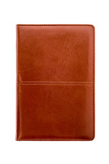 Leather notebook isolated on white background with clipping path