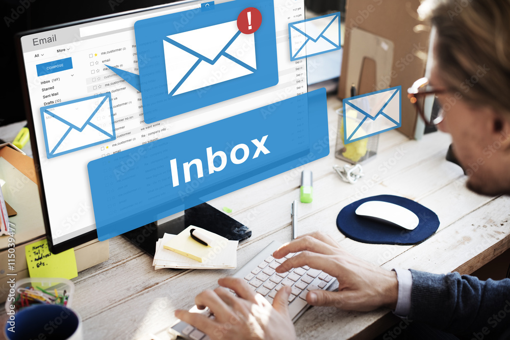 Poster email inbox electronic communication graphics concept