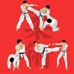 Fototapeta na wymiar set of ju-jutsu fighters