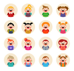 Set of round avatars isolated on white background