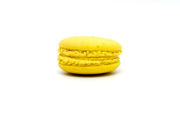Sweet and colourful french macaroons or macaron on white backgro