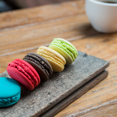 Macaroon on wood table