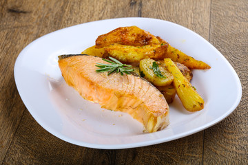 Baked salmon with potato