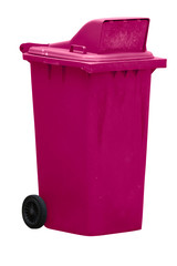 Dirty purple bin isolated on white