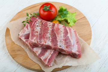 Raw pork ribs