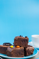 chocolate brownie cake, selective focus