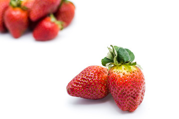 strawberries close up on white background