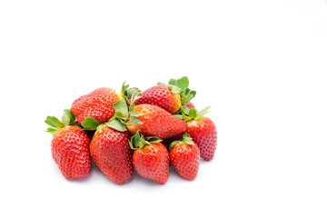 strawberries close up on white background