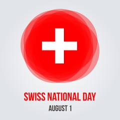 Obraz premium Swiss national day abstract flat design vector greeting card, poster.