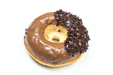 various donuts on white background