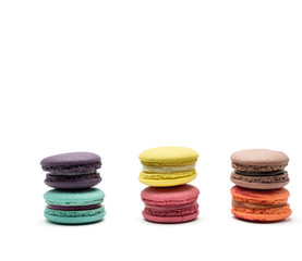 A french sweet delicacy, macaroons variety closeup.