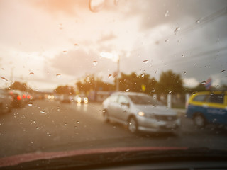 Fototapeta na wymiar Traffic in rainy day