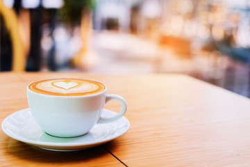 hot coffee in coffee shop,vintage tone colour