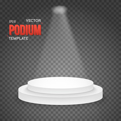 Illustration of Illustration of Photorealistic Winner Podium Stage with Stage Lights on Transparent Overlay Background