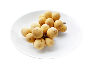 fresh longkong fruit on white background